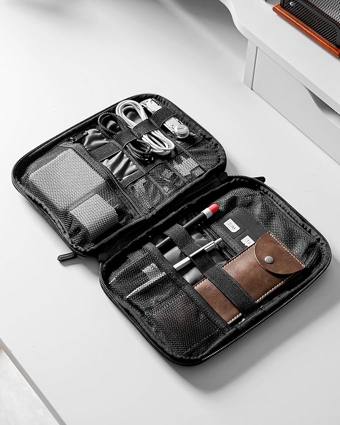 BAGSMART Large Electronics Organizer Travel Case for Tech Accessories, Blue | Travel Cable Organizer, For Travel Essentials, Cord Organizer, For Phone Power Bank SD Card
