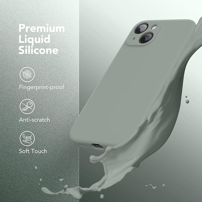 Magnetic for iPhone 14 Case, Compatible with MagSafe, [Full Camera Protection][Screen Protector] Silicone Shockproof Protective Phone Case for iPhone 14 6.1 inch, Calke Green