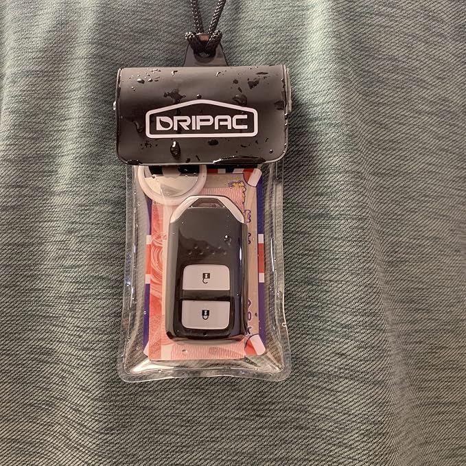 DRIPAC Waterproof Car Key FOB Case Waterproof Wallet Waterproof Holder Pouch For Key ID Badge Credit Card Money（Black+Black）