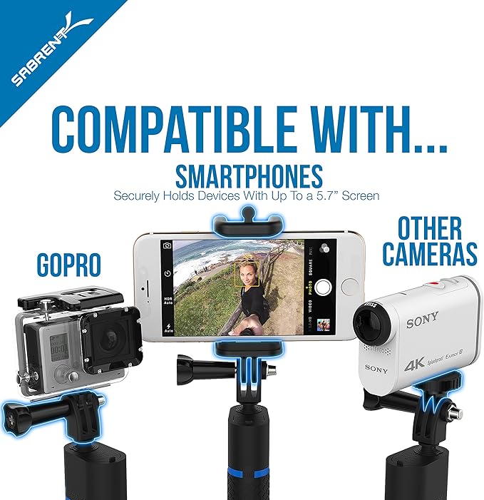SABRENT Bluetooth Selfie Stick with Built in 5200mAh Battery Charger (GR-SSTK)