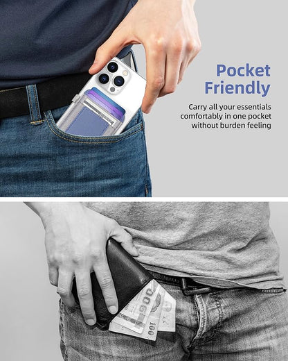 ExtreLife for Magsafe Wallet, Strongest Magnetic Wallet for iPhone 17/16/15/14/13/12 Series, Magnetic Card Holder with 2 Card Slots, RFID Blocking, Slim, Vegan Leather, Hold 7 Cards, Purple
