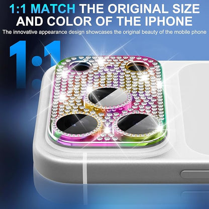 Suoman for iPhone 17 Pro Camera Lens Protector, [All-in-one Diamond] [Strong-Adhesion] Metal Frame Tempered Glass Camera Lens Cover -Colorful