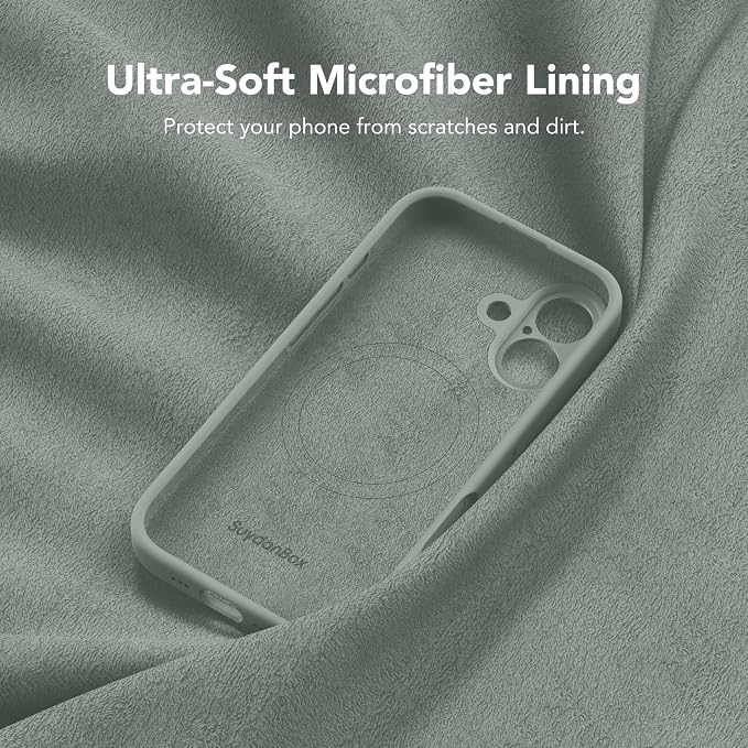 Magnetic for iPhone 16 Case, Compatible with MagSafe, [Screen Protector + Full Camera Protection], Silicone Shockproof Anti-Scratch Protective Phone Case for iPhone 16 6.1", Calke Green