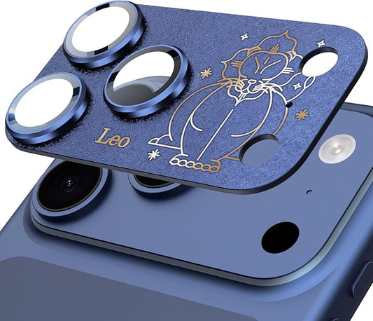 Compatible for iPhone 17 Pro Max Camera Lens Protector, Leo Pattern, Drop Protection, Anti Scratch Full-Coverage, AR 360-Degree Protection, Camera Transmfttance HD, Easy Installation, Dark Blue