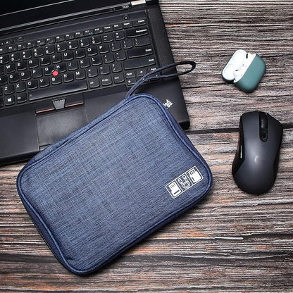 SELLYFELLY Travel Electronics Organizer Portable Cable Organizer Bag for Storage Electronic Accessories Case for Cord,Phone,Charger,Flash Drive (Navy Blue)