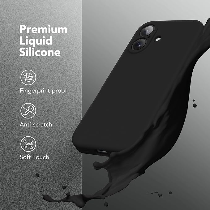 Magnetic for iPhone 16 Plus Case, Compatible with MagSafe, [Full Camera Protection][Screen Protector] Silicone Shockproof Protective Phone Case for iPhone 16 Plus 6.7", Black