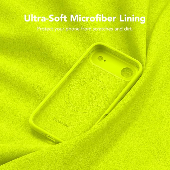 Magnetic for iPhone Air Case, Compatible with MagSafe, [Full Camera Protection][Screen Protector] Silicone Shockproof Protective Phone Case for iPhone 17 Air 6.5", Fluorescent Green