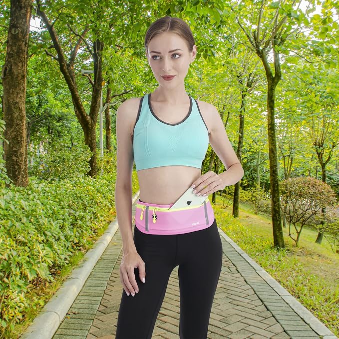 USHAKE Slim Running Belt, Workout Fanny Pack for Men Women,Exercise Waist Pack for Apple iPhone Holder, Runner Belt for Running Walking Cycling Camping Gym