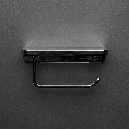 Linkaa Toilet Paper Holder with Shelf Polished Chrome,Bathroom Accessories Wall Mount Phone Holder,Heavy Duty Zinc Alloy Tissue Paper Roll Holder Cell Phone Storage Shelf (Polished Chrome)