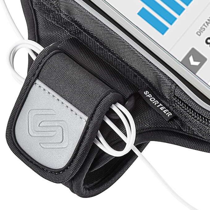 Sporteer Entropy E8 Padded Running Armband - Contoured Memory Foam Support for iPhone 17/16/15 Pro Max & Plus, Galaxy S26+/S25+, Pixel 10/9 Pro XL & Most Phones Up to 165mm - Fits Large Cases