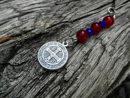 Saint Benedict Beaded Phone Charm, Cellphone Accessory, Confirmation, Saint Benedict of Nursia Patron of Students, Rule of St. Benedict" Phone/Backpack Accessory