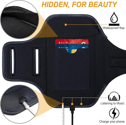 Armband for Galaxy Note 20/10+/9/8,Sweatproof Running Exercise Bag with Fingerprint Touch/Key Holder and Card Slot for Galaxy Note 20/10+/9/8(Black)