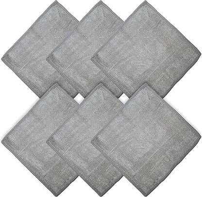 WHOOSH! Microfiber Cleaning Cloth, 6 Pack, Glasses and Screen Cleaning Cloth, Suitable for Car Screen, Computer, Laptop, iPad, MacBook, Smart Phone, Monitor, Eyeglasses, Watches (6 x 6 Inch), Grey